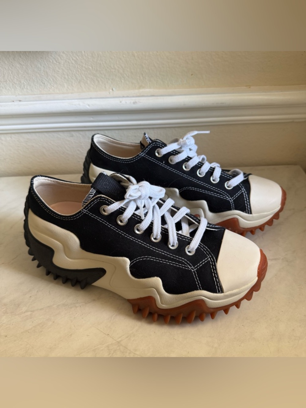 Converse Black White Brown Platform Sneakers